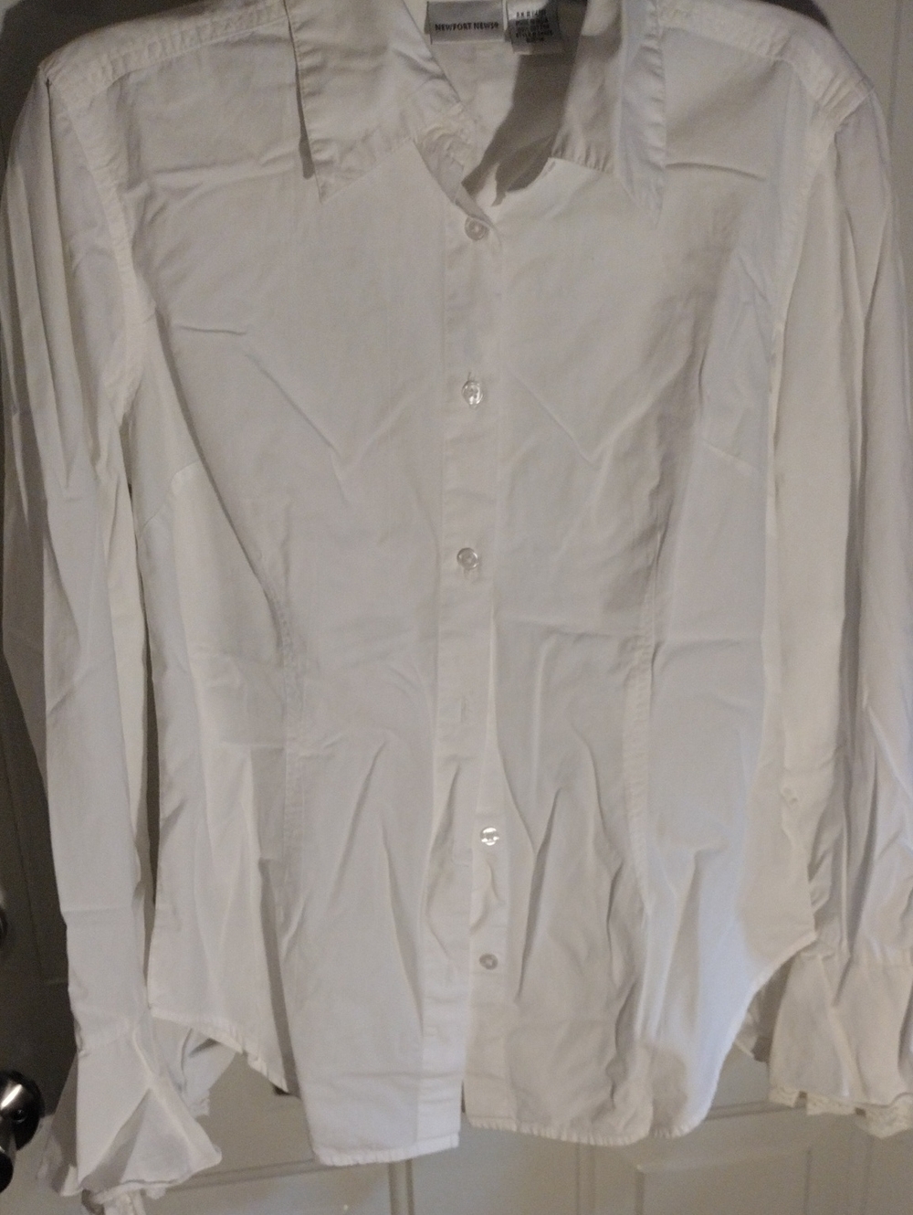 Newport News White Long-Sleeve Button-Front Dress Shirt